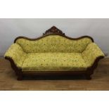 Mid 19th century mahogany scroll arm sofa