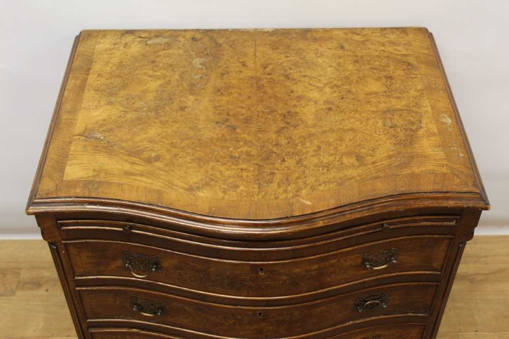 George III style figured walnut serpentine dwarf chest - Image 4 of 8