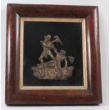 Unusual framed bronze scene of a brigand