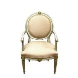 19th century French gilt and painted open elbow salon chair
