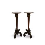 Fine and rare pair of late 17th century Dutch parcel gilt walnut candle stands