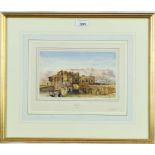 Gabriel Carelli (1820-1900) watercolour - Algiers, 1883, image 13.5cm x 22.5cm, in glazed gilt frame
