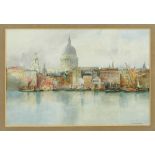 Richard Henry Wright (1857-1930) pair of watercolours - views on the Thames, signed and dated 1927,