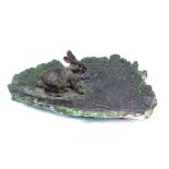 Early 20th century Austrian cold painted bronze rabbit on cabbage leaf