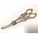 Pair of contemporary cast silver grape scissors