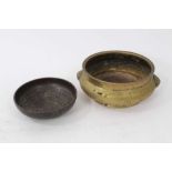 Chinese brass censer together with a Chinese dish