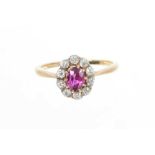 Ruby and diamond cluster ring