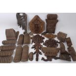Box of various wooden carvings