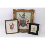 Three 19th century armorial watercolours