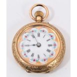 Late 19th century Swiss 14k gold cased fob watch