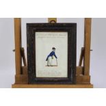 Unusual Regency watercolour satirical portrait - The Celebrated Old Match Man of Brighton, Drawn fro