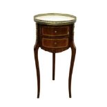 19th century Continental mahogany and parquetry inlaid cylinder side table, with pierced brass galle