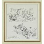 *Quentin Blake (b.1932) pen and ink illustration - 'Perilous Waters', a preliminary drawing for John