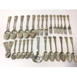 Selection of victorian silver Kings and Queens pattern flatware