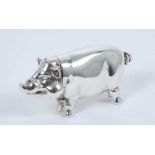Contemporary silver vesta in the form of a standing pig with hinged head (London 2001)