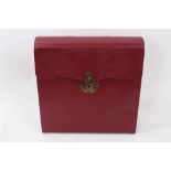 Good quality Victorian red Morocco leather travelling writing case of book-shaped form with fold out