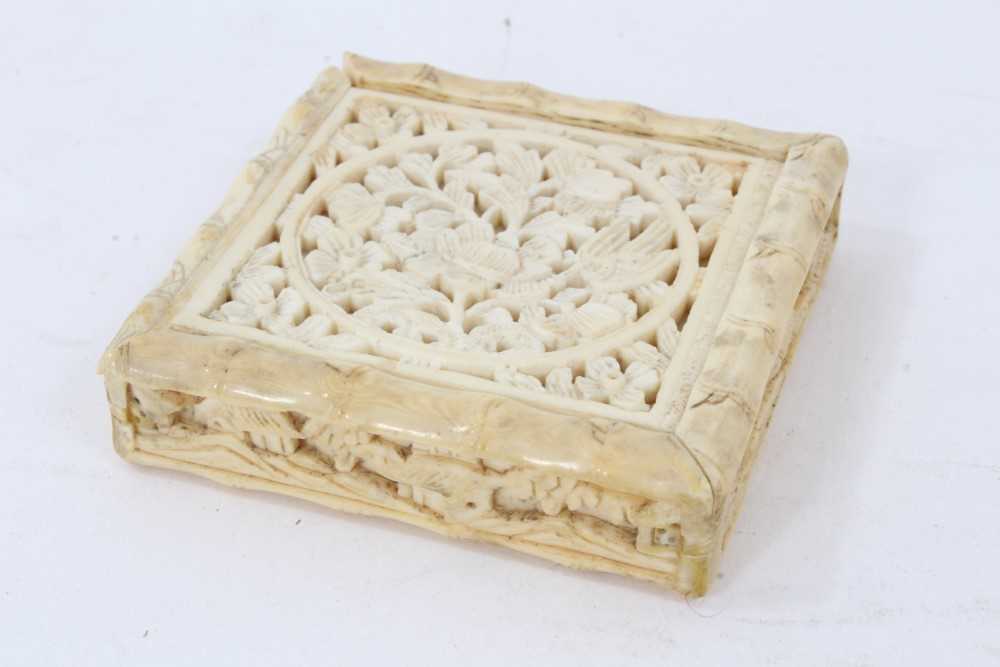 Mid 19th century Chinese carved ivory Tangram puzzle, complete with seven pieces in its original car - Image 4 of 6