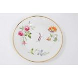 Swansea plate, circa 1815, polychrome painted with flowers, with gilt rim, impressed Swansea and tri