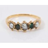 Victorian emerald and pearl five stone ring