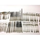 Part canteen of contemporary silver Louis XVI pattern cutlery comprising 10 dinner forks, 11 dessert