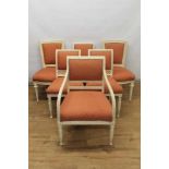 Matched set of six white painted salon chairs
