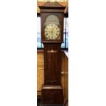 19th century 8 day longcase clock by John Cameron, Kilmarnock with painted arched dial , two subsidi