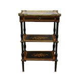 Good 19th century French marquetry inlaid three tier étagère
