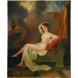 Mid 19th century, English School, oil on canvas - reclining female nude in classical surroundings, 7