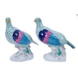 Large pair of Herend figures of Partridges