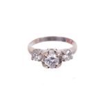 Diamond three stone ring in 18ct white gold setting