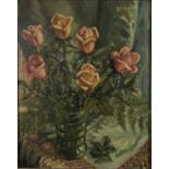 Alice Rebecca Kendall (1922-2011) oil on canvas, Still life of roses, signed N.B. Alice Rebecca K