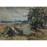 Ruth Squibb (1928-2012) oil on board, River landscape, signed