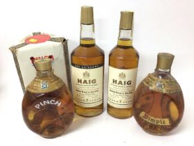 Two bottles of Haig Scotch Whisky, together with a bottle of Haig 'Pinch' Scotch and a bottle of Hai