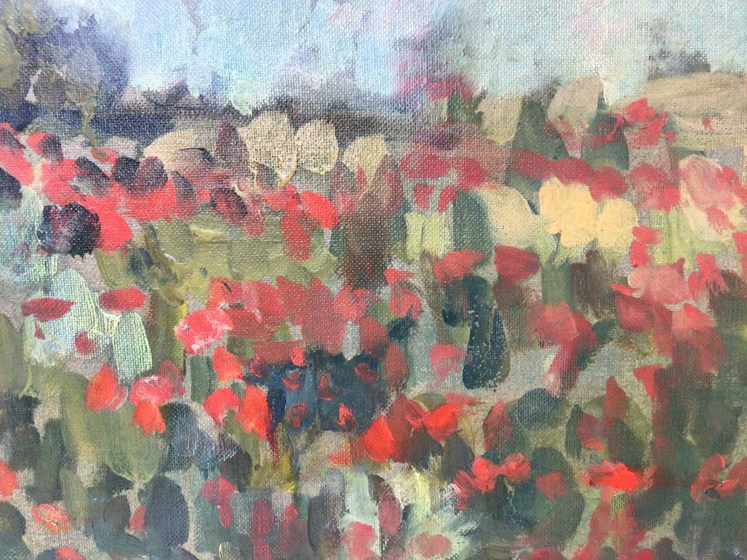 Annelise Firth (b.1961) oil on canvas - Poppy Field, signed and dated 2021 verso, 40cm x 50cm, unfra - Image 2 of 4