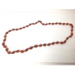 Carnelian bead necklace with graduated sized beads, approx 98cm total length