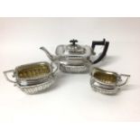 Georgian-style silver three piece tea set