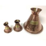 Three 19th century graduated Copper measures