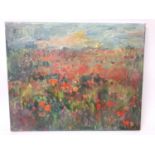 Annelise Firth (b.1961) oil on canvas - Poppy Field, signed and dated 2021 verso, 40cm x 50cm, unfra