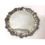Georgian-style Silver card tray with shell cast border