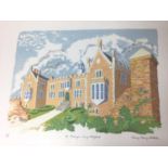 Penny Berry Paterson (1941-2021), colour linocut print, St. Mary's, Long Melford, signed and numbere