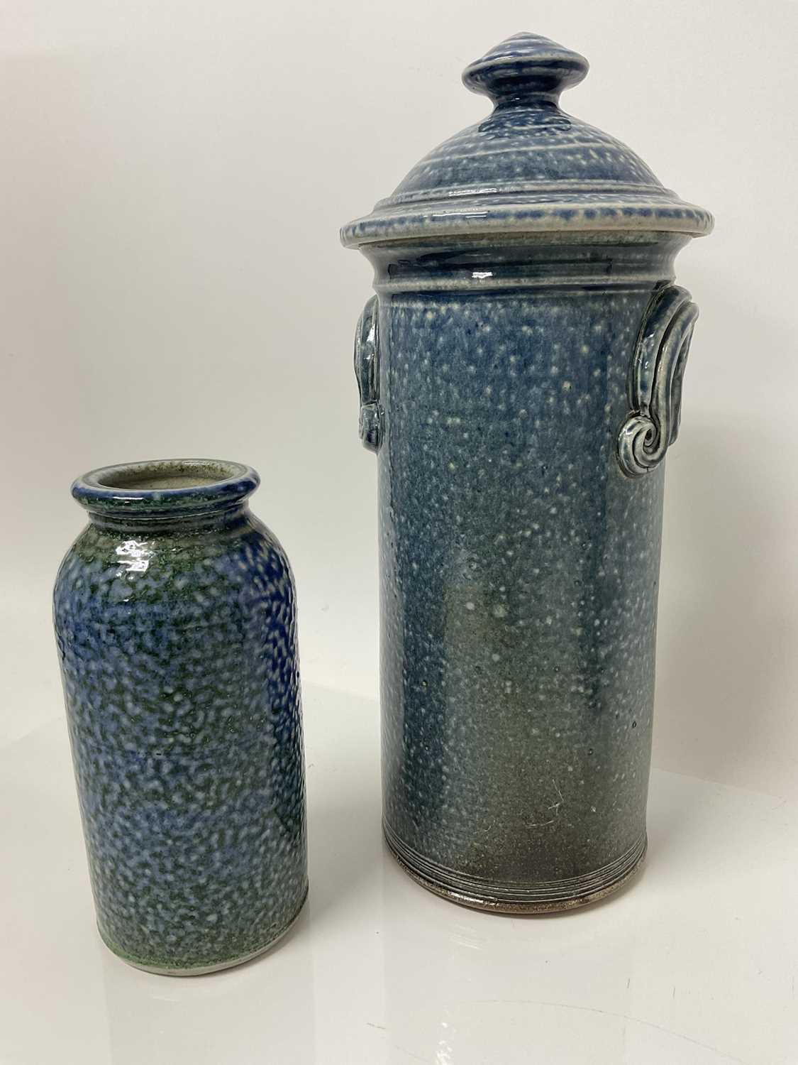 Three salt glazed pieces of Deborah Baynes studio pottery including lidded storage jar, 29cm high, j - Image 3 of 4