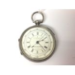 Victorian Marine Chronograph pocket / deck watch with white dial, centre seconds, three-quarter plat