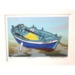 Penny Berry Paterson (1941-2021) colour linocut print, Corfu Calm, signed and numbered 9/20, image m