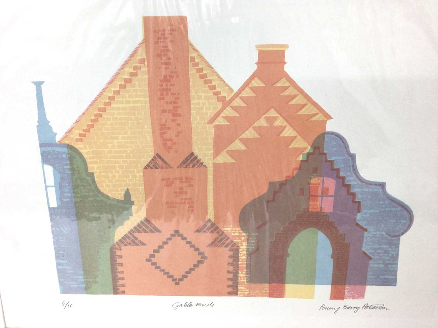 Penny Berry Paterson (1941-2021) colour print, Gable Ends, signed and numbered 6/16, image 29 x 37cm