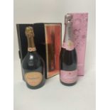 Two bottle s of champagne to include Laurent-Perrier Cuvée Rosé Brut in box, and Lanson Brut Rosé Ch