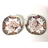 Pair of Royal Crown Derby imari shaped dishes