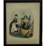 Amusing 19th century hand coloured engraving- 'The old maid's diary'