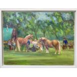 Christine Thompson oil on canvas - Gypsy Gathering, 33cm x 33cm framed
