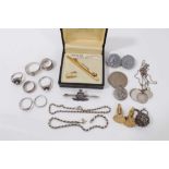 Small group of silver jewellery to include Royal Artillery sweetheart brooch