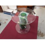 Stylish Murano custom made lead crystal glass side table with coloured glass column